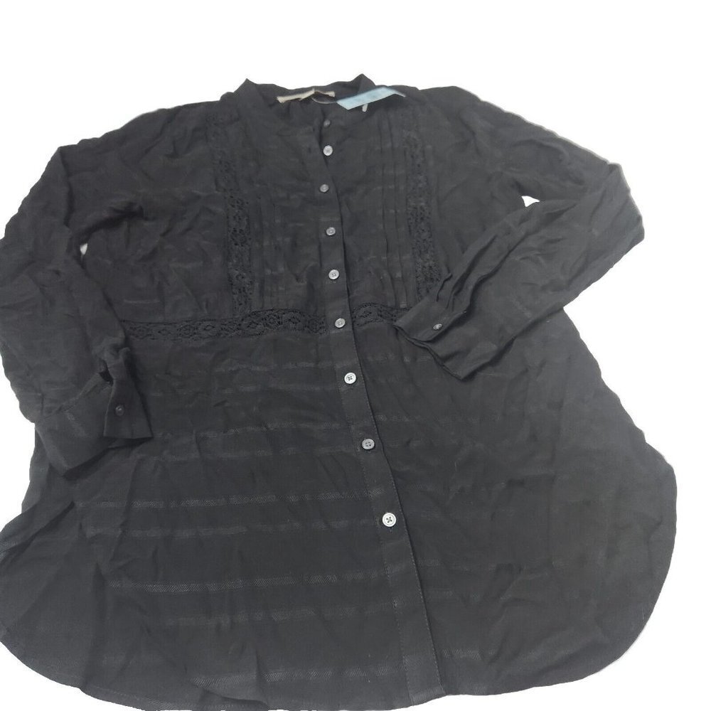 Loft Women's Size Xs Petite Black Blouse Lace New